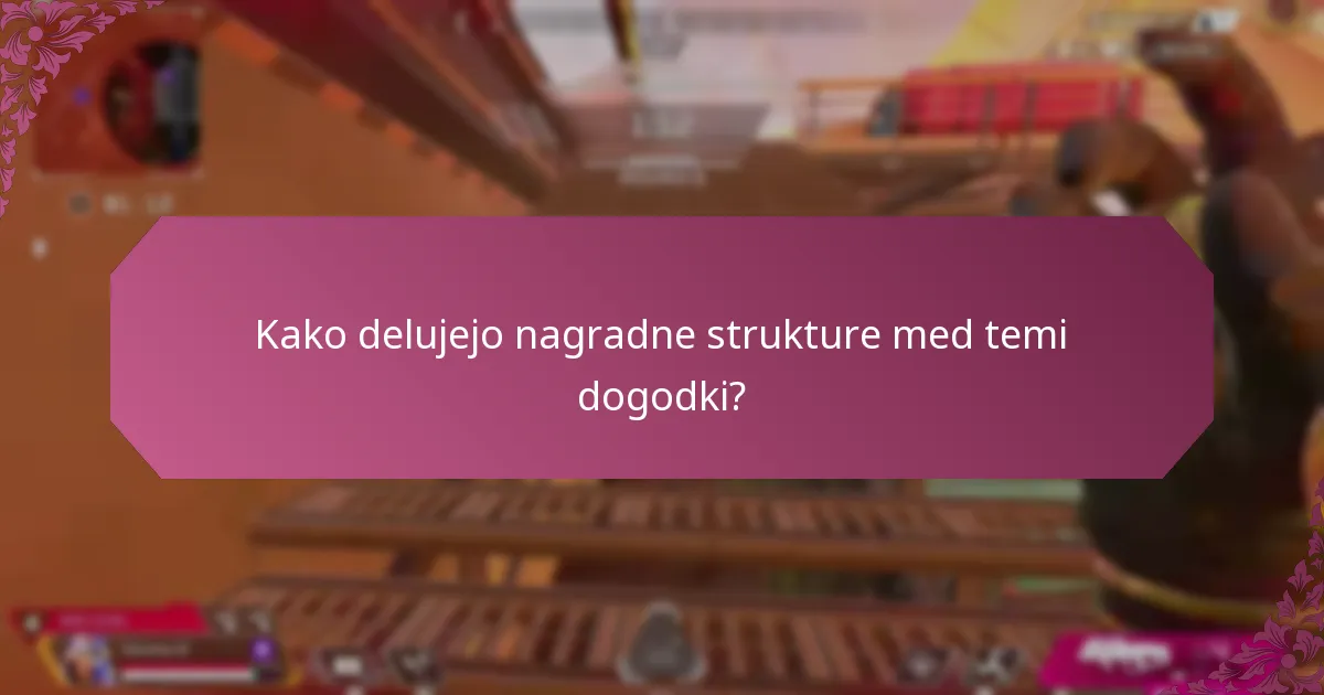 Kako delujejo nagradne strukture med temi dogodki?