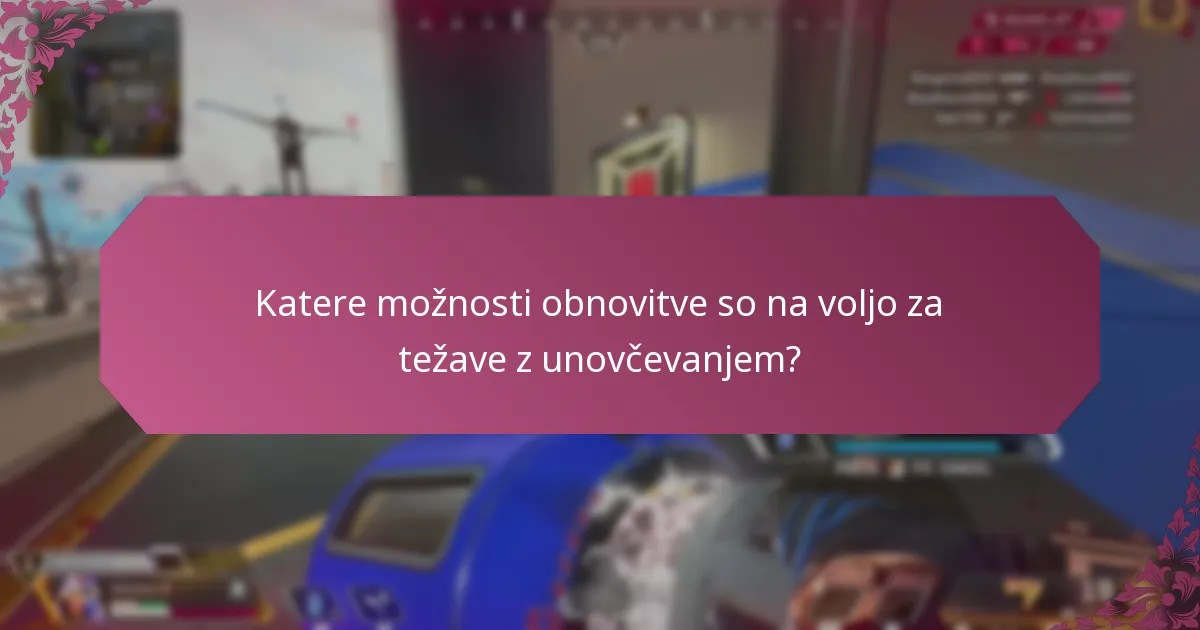 Katere možnosti obnovitve so na voljo za težave z unovčevanjem?