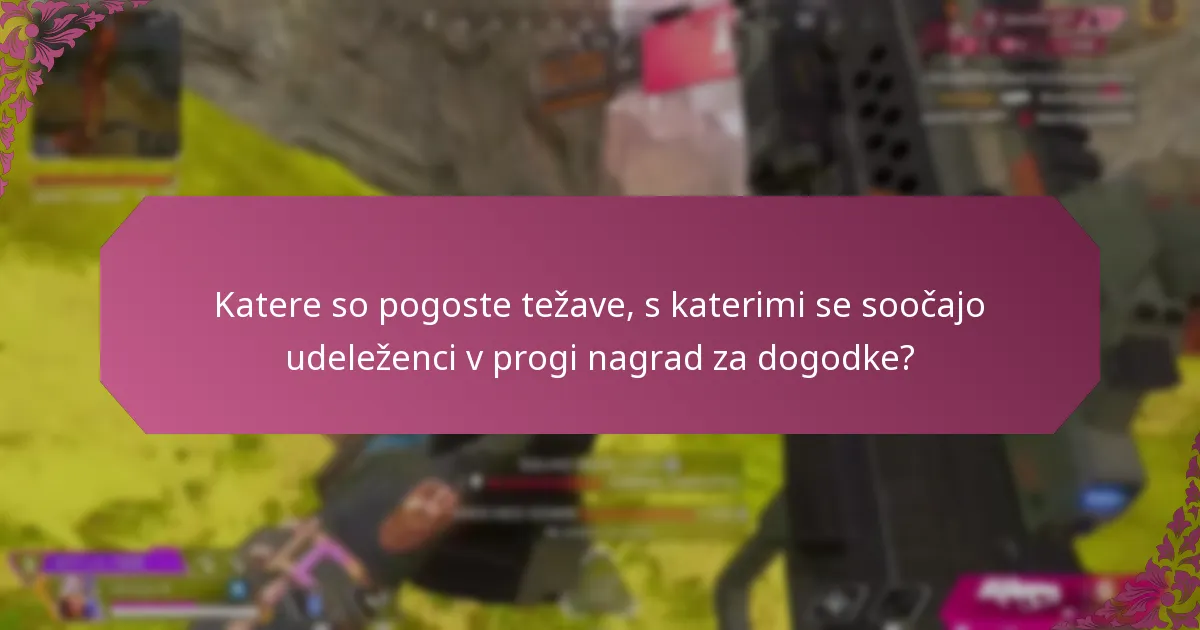 Katere so pogoste težave, s katerimi se soočajo udeleženci v progi nagrad za dogodke?