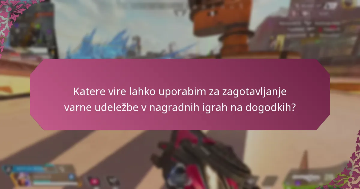 Katere vire lahko uporabim za zagotavljanje varne udeležbe v nagradnih igrah na dogodkih?